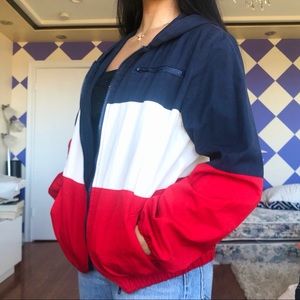 Brandy Melville Red Blue and White Krissy Jacket